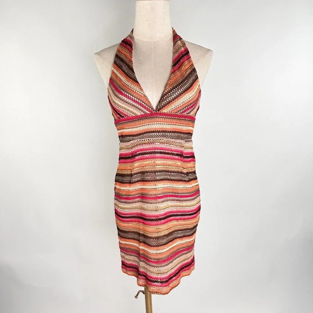 Kendall & Kylie Rainbow crochet halter neck mini dress - Picture 2 of 5